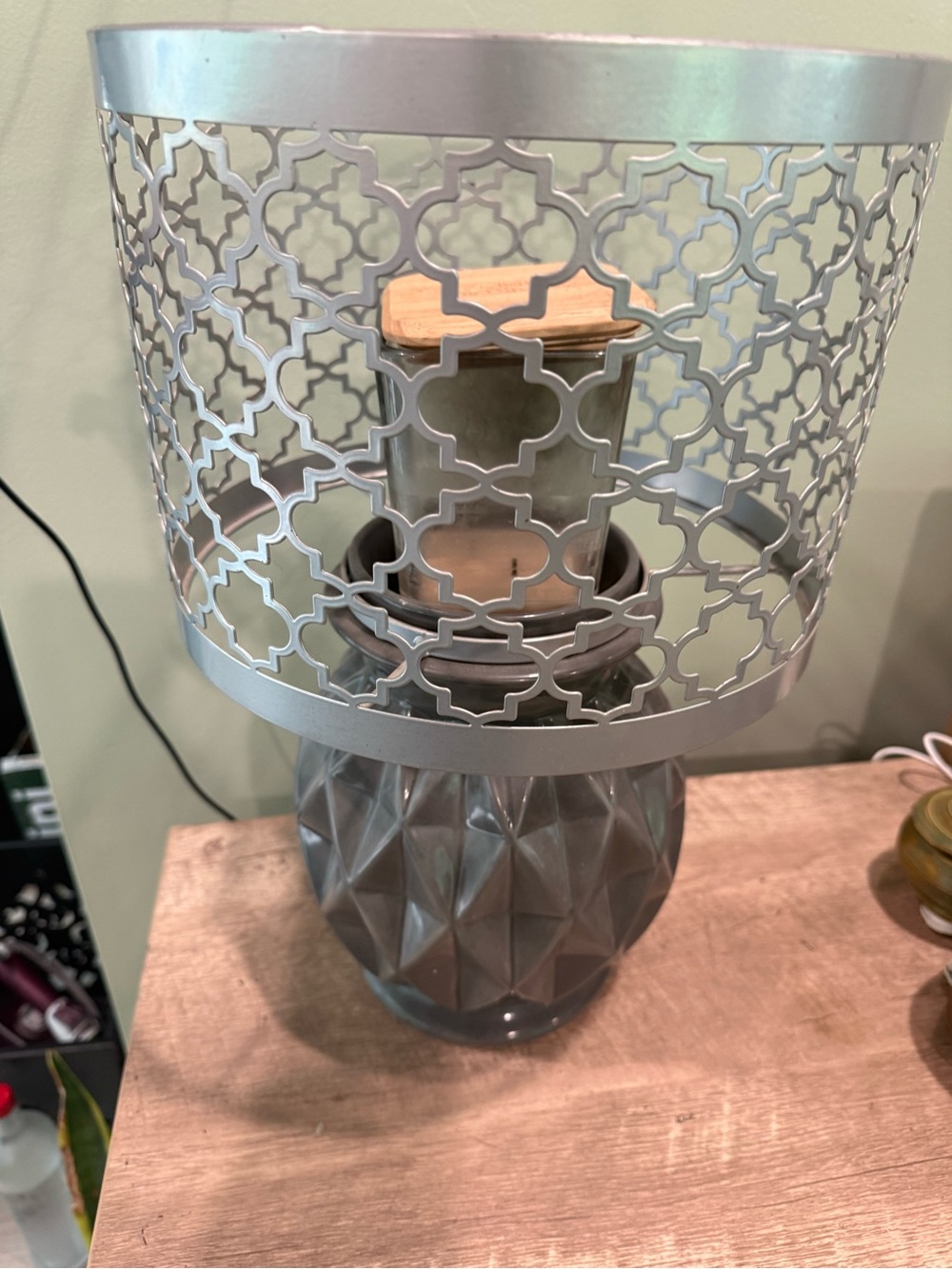 Yankee Candle Silver Gray Decorative Candle Holder Lamp